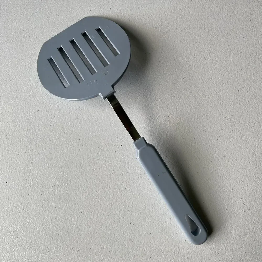 Vintage Nylon Slotted Spatula Turner Flipper Blue Wide Round Cooking Utensil 12